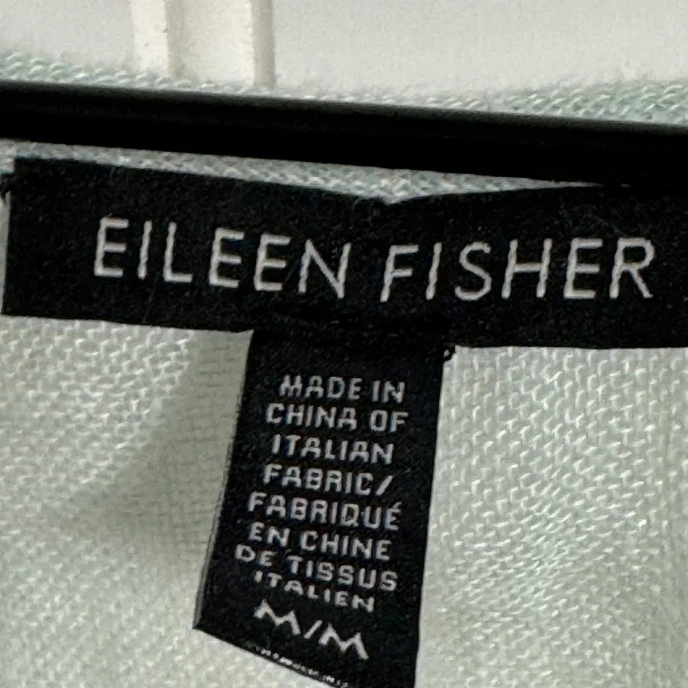 Eileen Fisher Women Medium Top Mint Green 100% Organic Linen Italian Fabric Boxy - Picture 7 of 9